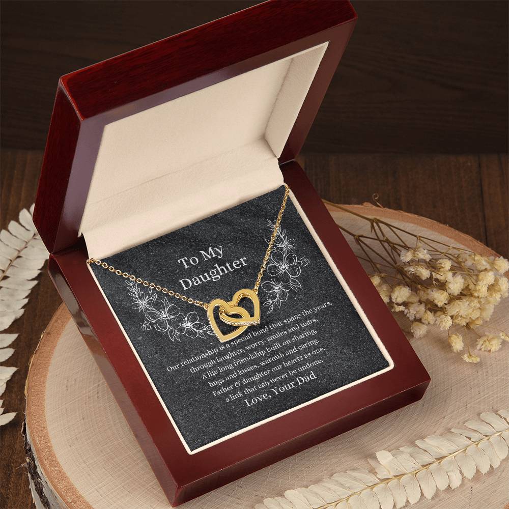 Father To Daughter Hearts As One Necklace Interlocking Hearts Necklace