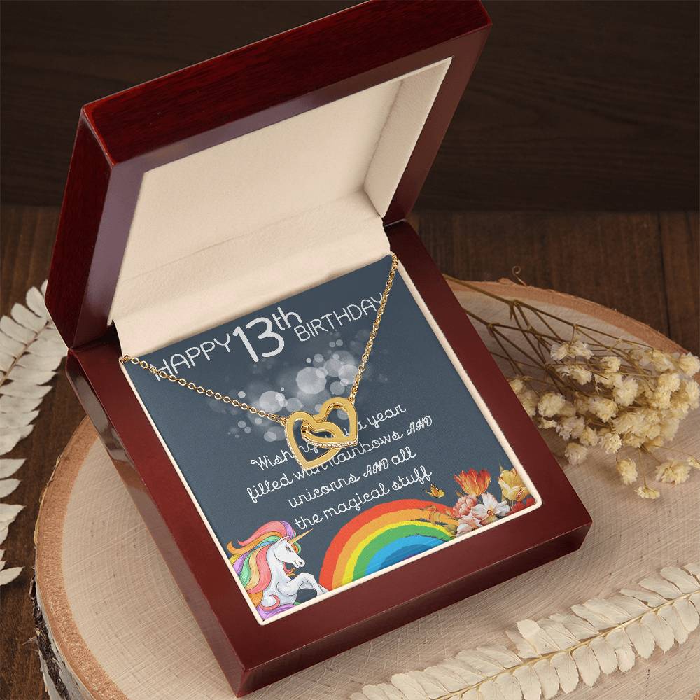 13Th Birthday Necklace Gifts For Girls Cute Unicorn 13 Years Old Girl Jewelry Gift For Daughter Niece Interlocking Necklace Xu246Il06 Interlocking Hearts Necklace