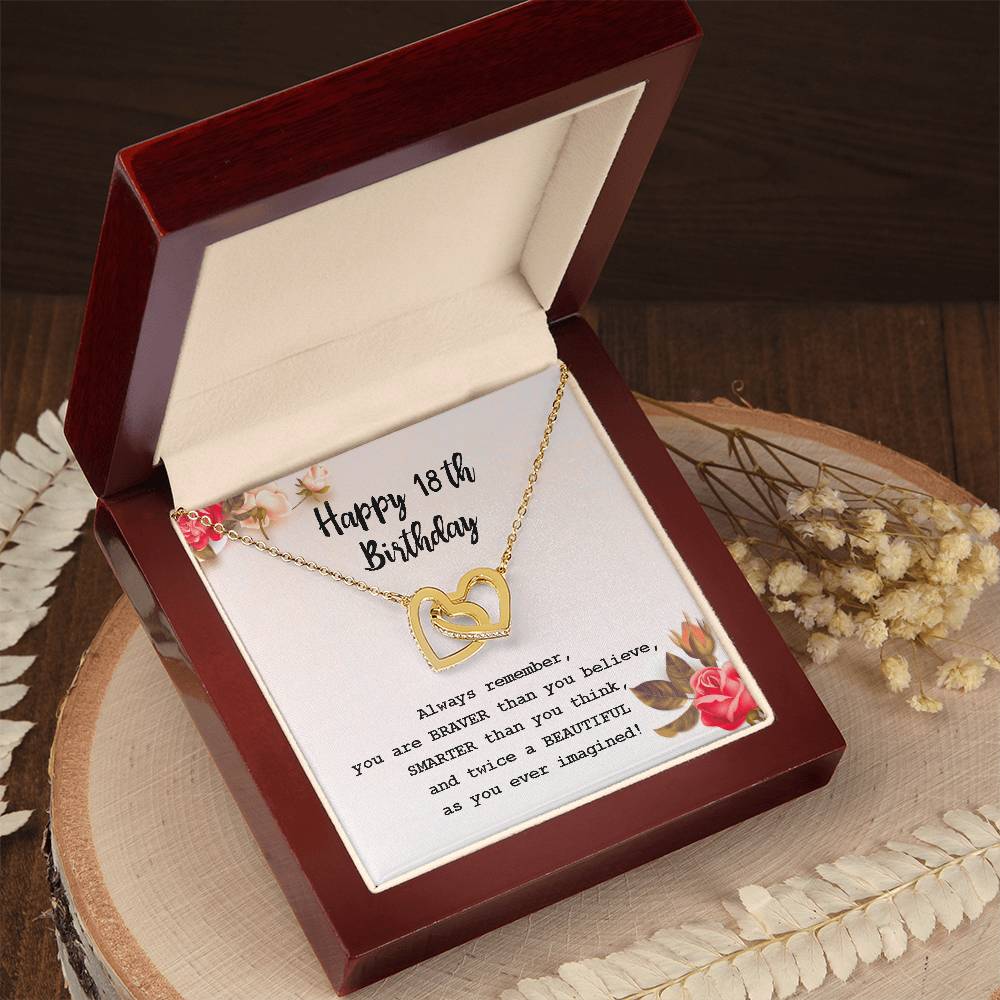 18Th Birthday Gifts For Girls 18Th Birthday Necklace 18Th Birthday Gift Girl. Gift For Sister Best Friend Daughter Niece Interlocking Hearts Necklace
