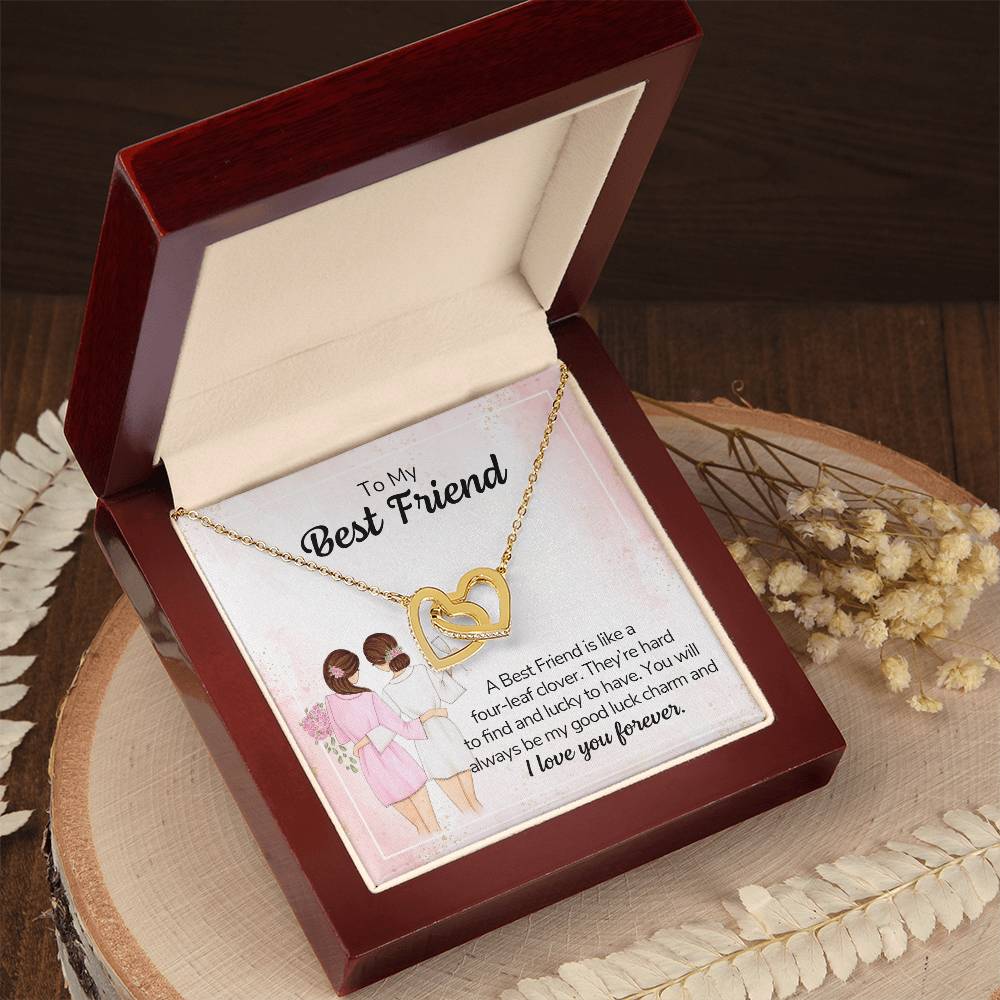 A Best Friend Is Like A Four-Leaf Clover - Necklace Interlocking Hearts Necklace
