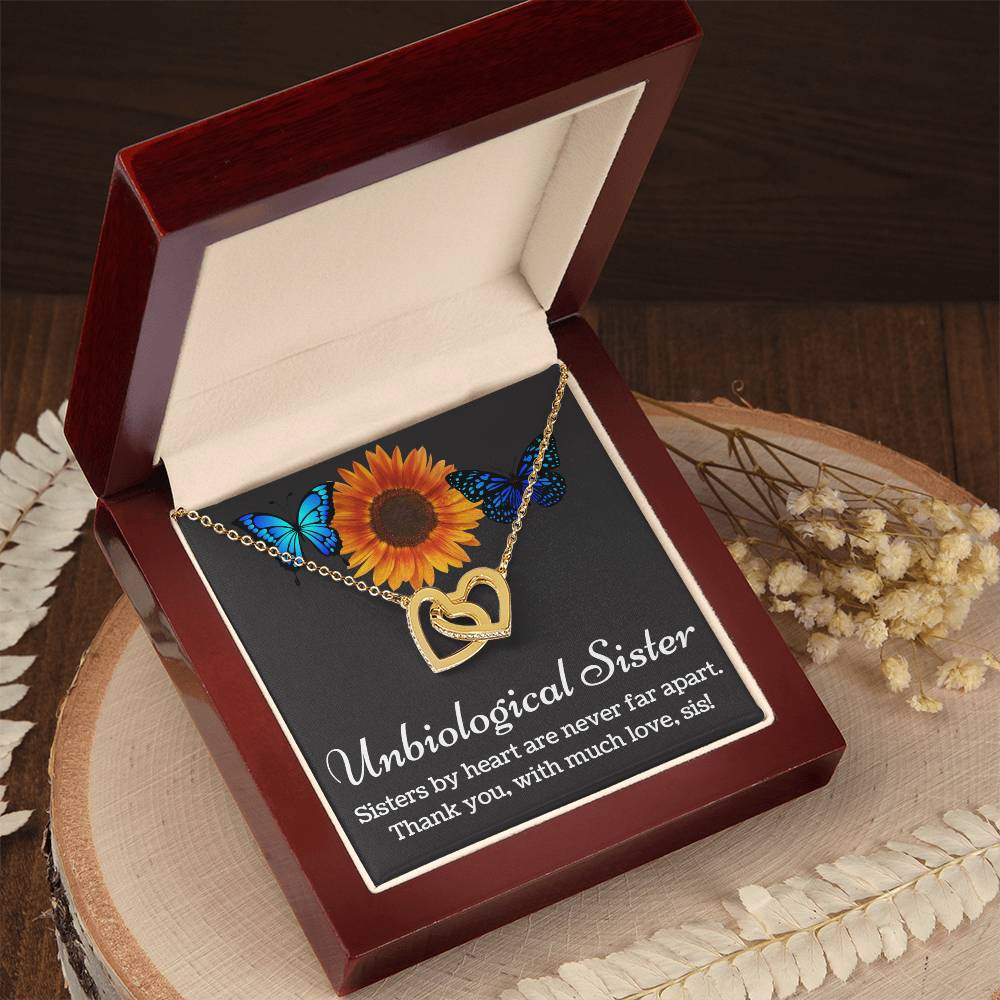 Unbiological Sister Necklace Interlocking Hearts Necklace