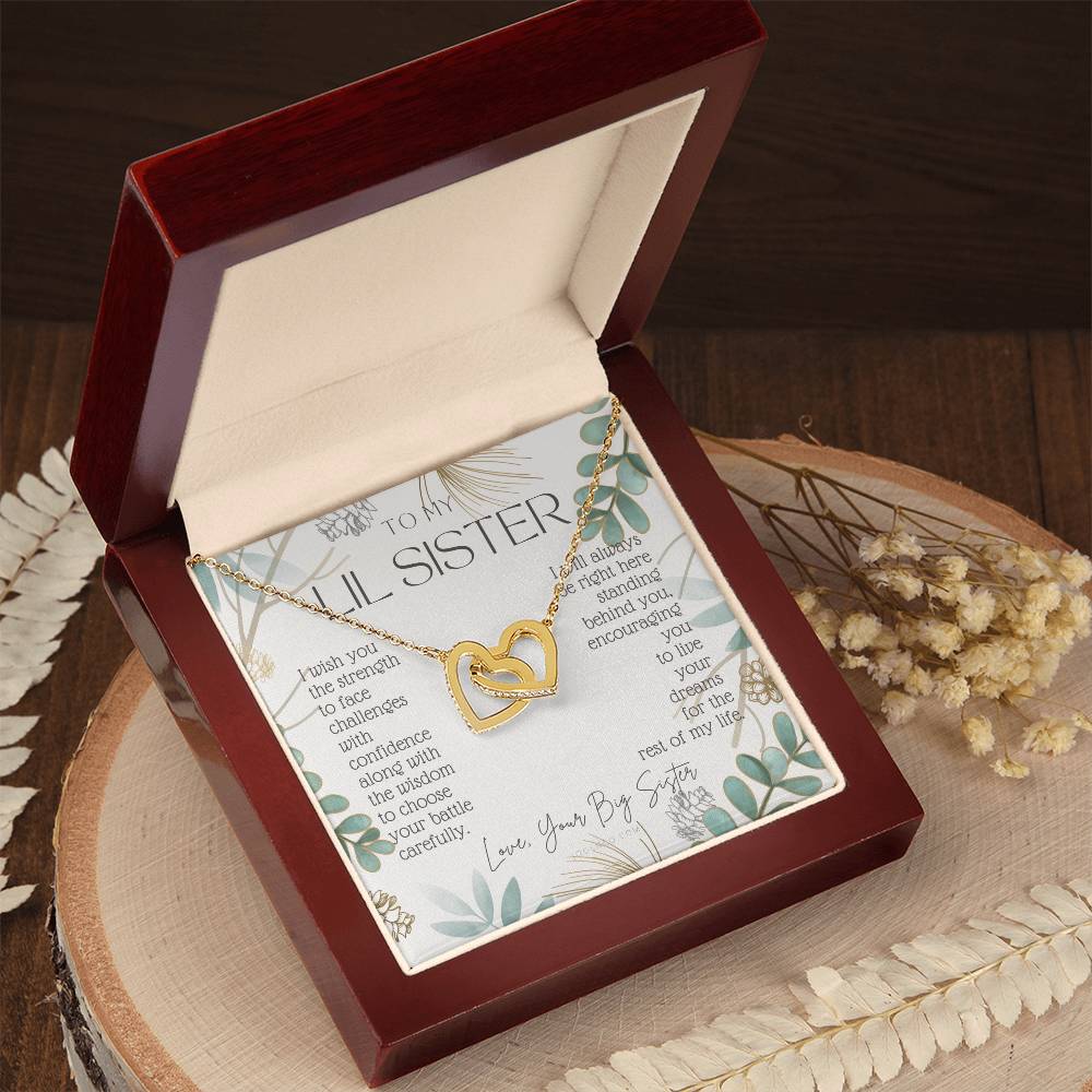 To My Little Sister Live Your Dreams Gift For Little Sister From Big Sister Sister Birthday Graduation Christmas Present Interlocking Hearts Necklace