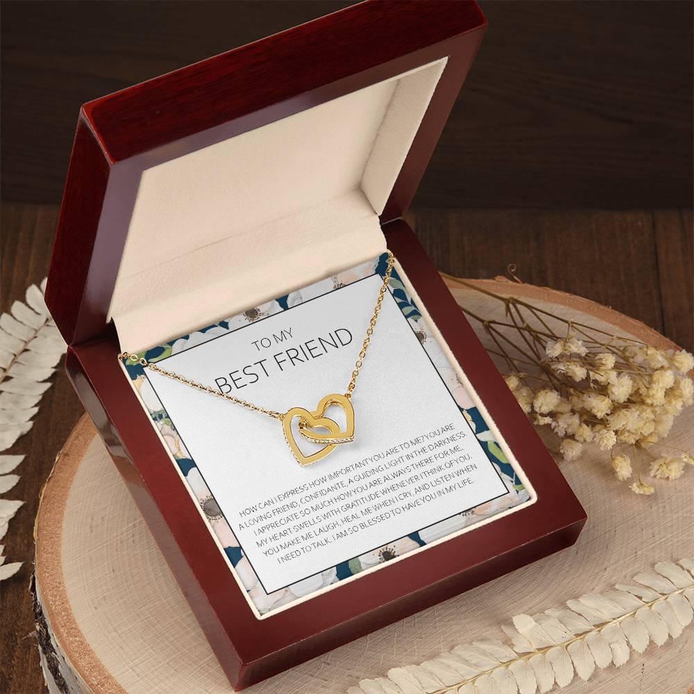 Best Friend Necklace - Bff Gift Jewelry Friends Forever Presents Heartfelt Card & Jewelry Gift For Birthday Holidays And More Interlocking Hearts Necklace