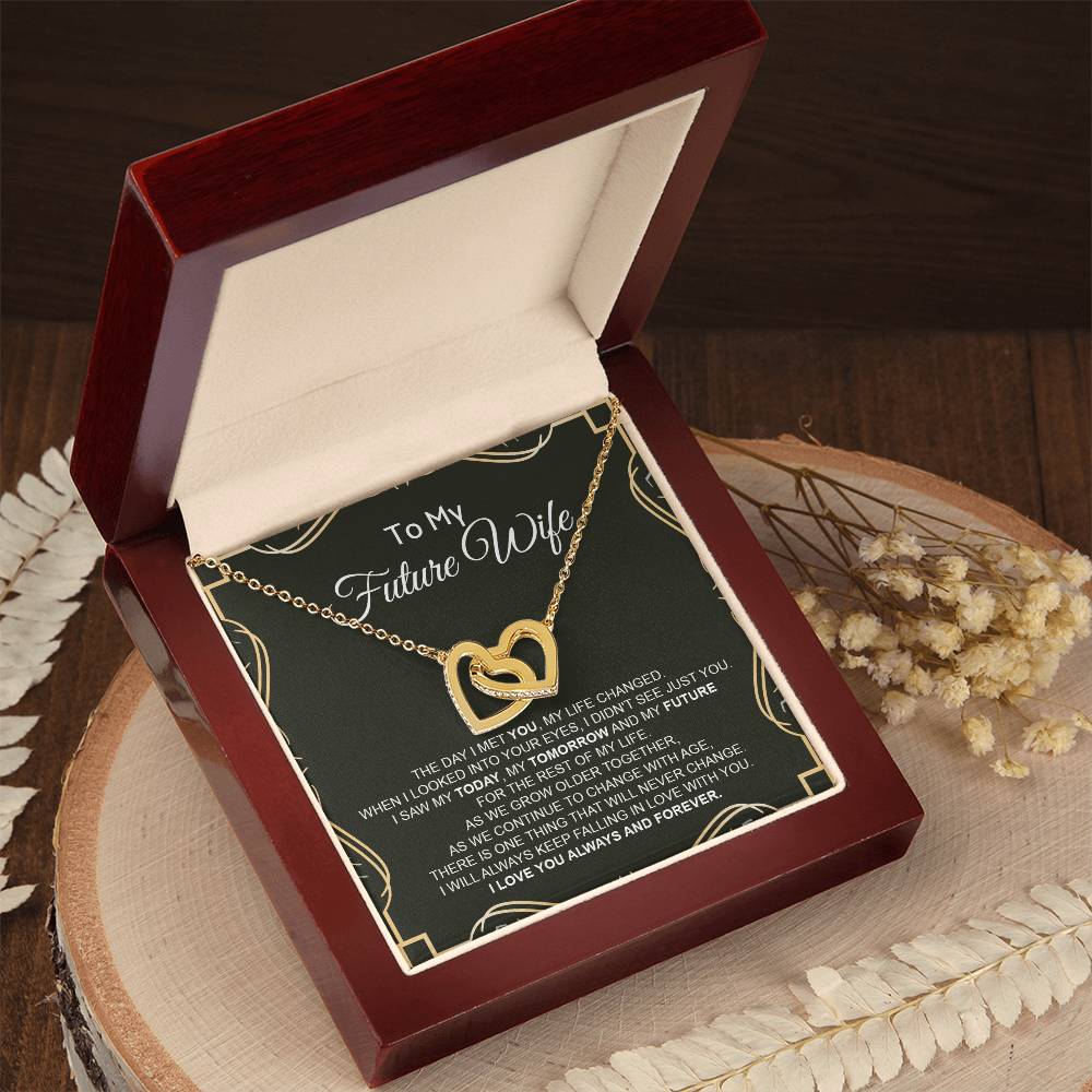 To My Future Wife - Luxurious Necklace Interlocking Hearts Necklace