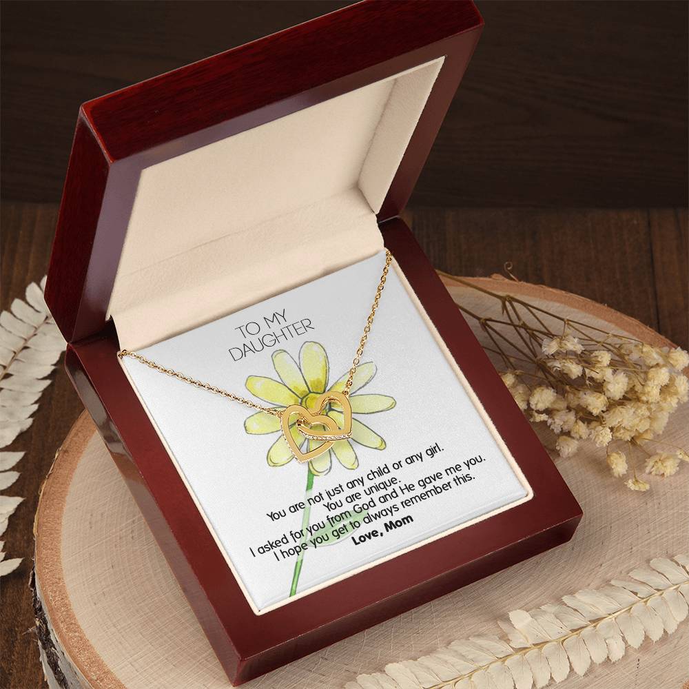 God Gave Me You My Daughter - Unique Gift Necklace Interlocking Hearts Necklace