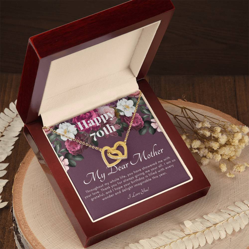Mother'S 70Th Birthday Gift Gift For Mom On Her Birthday Gift For Mom From Daughter & Son Mom Necklace Best Mom Gift Message Card Interlocking Hearts Necklace