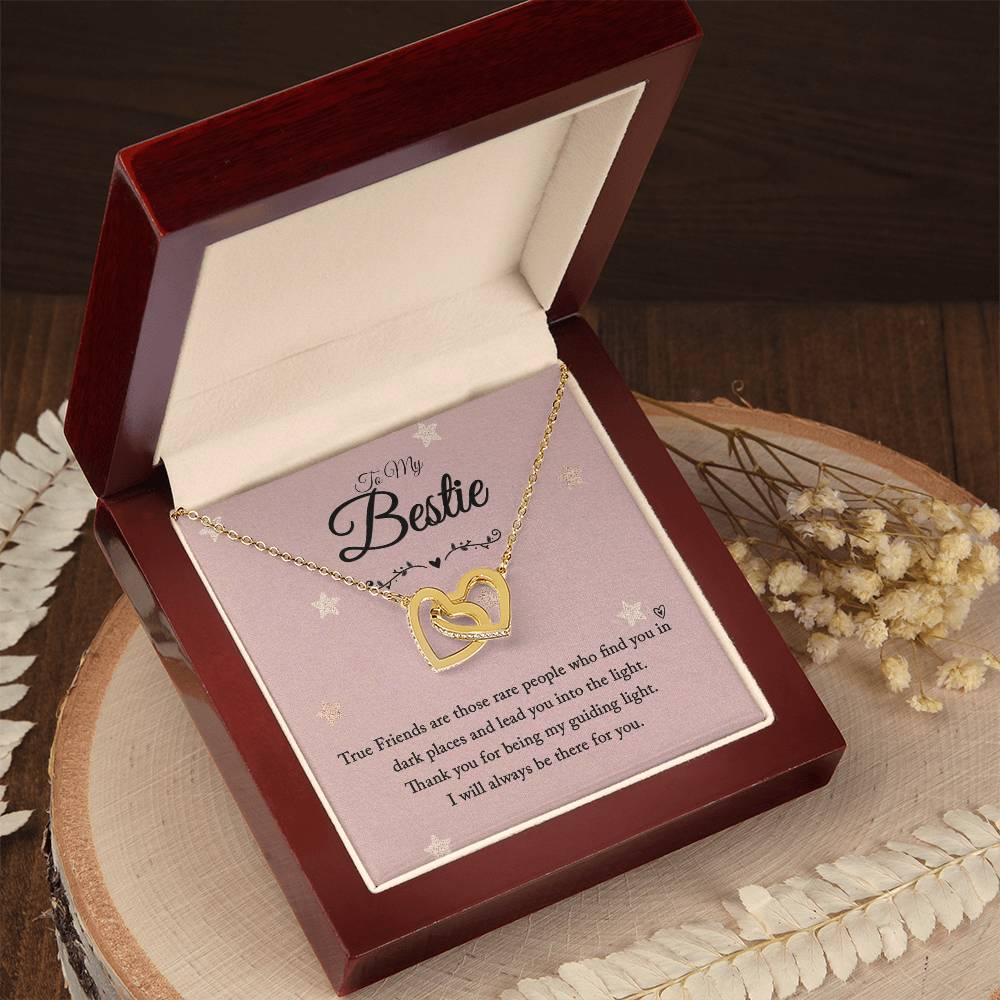 To My Bestie - I Will Always Be There For You - Interlocking Hearts Necklace