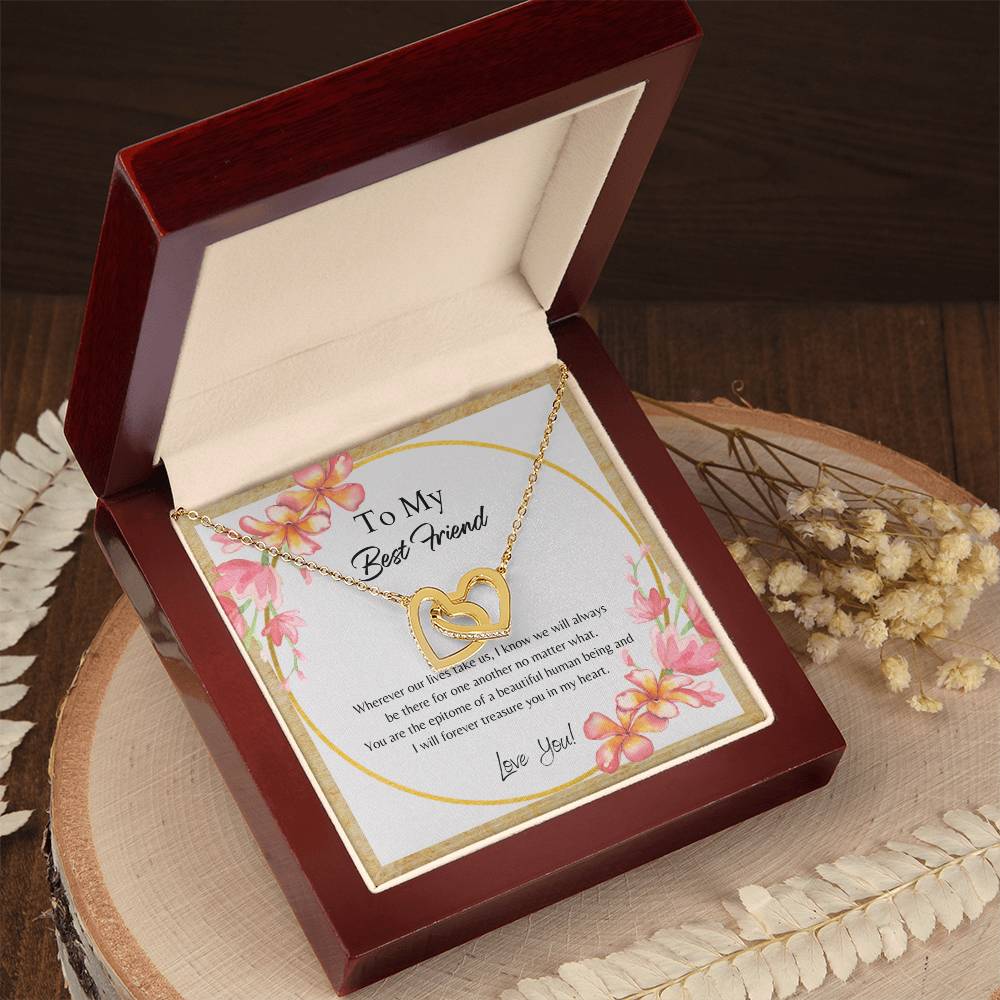 To My Best Friend Interlocking Hearts Necklace