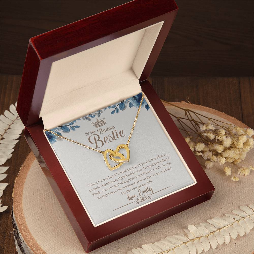 To My Badass Bestie Necklace Friendship Jewelry Gift Gift For Bestfriend Birthday Anniversary Gift Interlocking Hearts Necklace