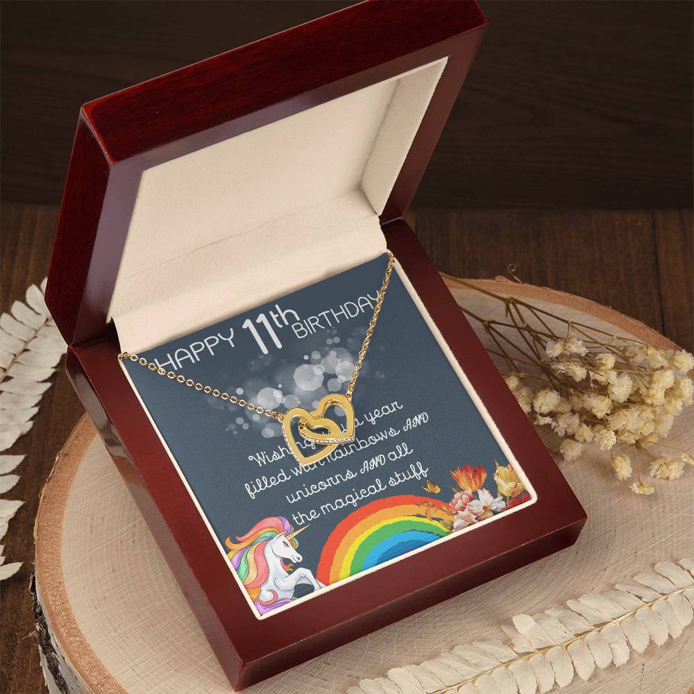 11Th Birthday Necklace Gifts For Girls Cute Unicorn 11 Years Old Girl Jewelry Gift For Daughter Niece Interlocking Necklace Xu246Il04 Interlocking Hearts Necklace