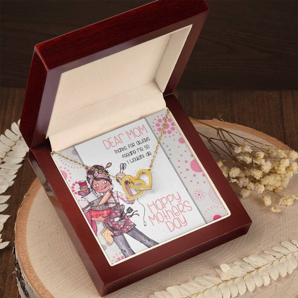 Thanks For Feeding Me Mothers Day Linked Hearts Necklace Interlocking Hearts Necklace