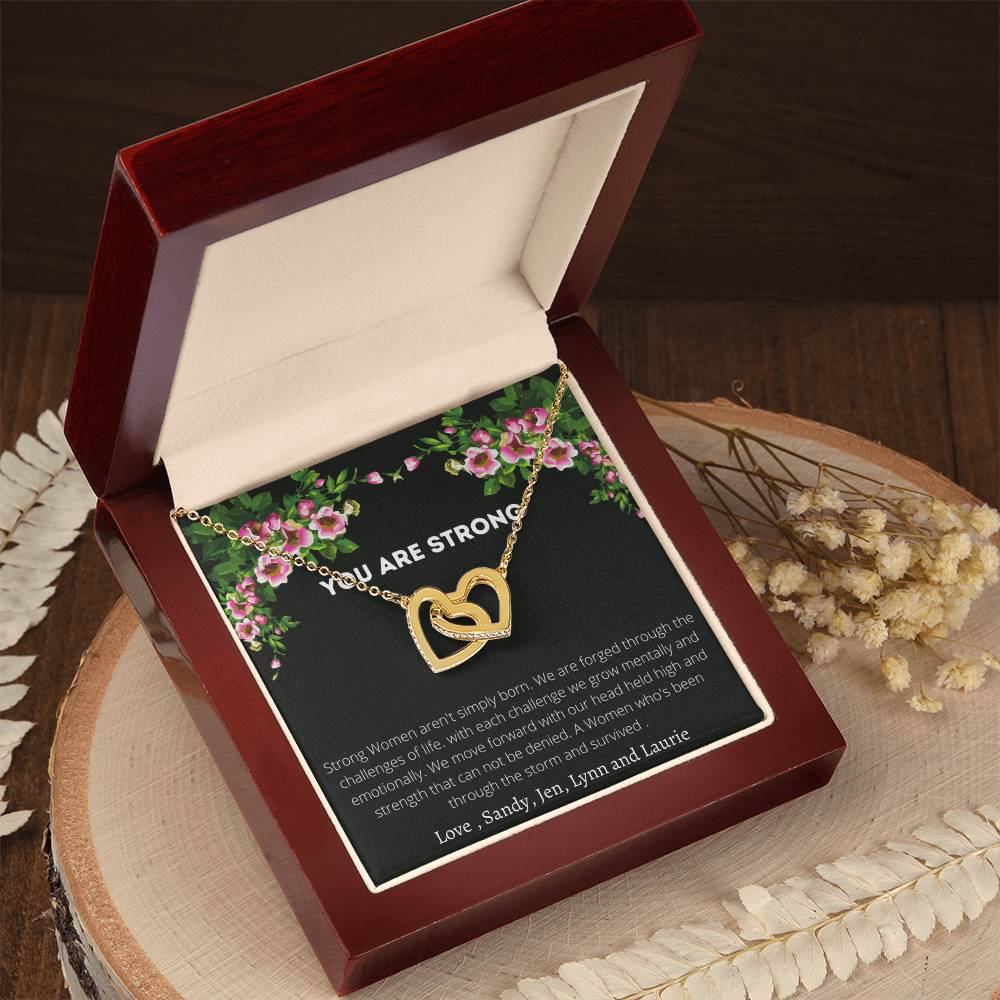 You Are Strong Interlocking Hearts Necklace