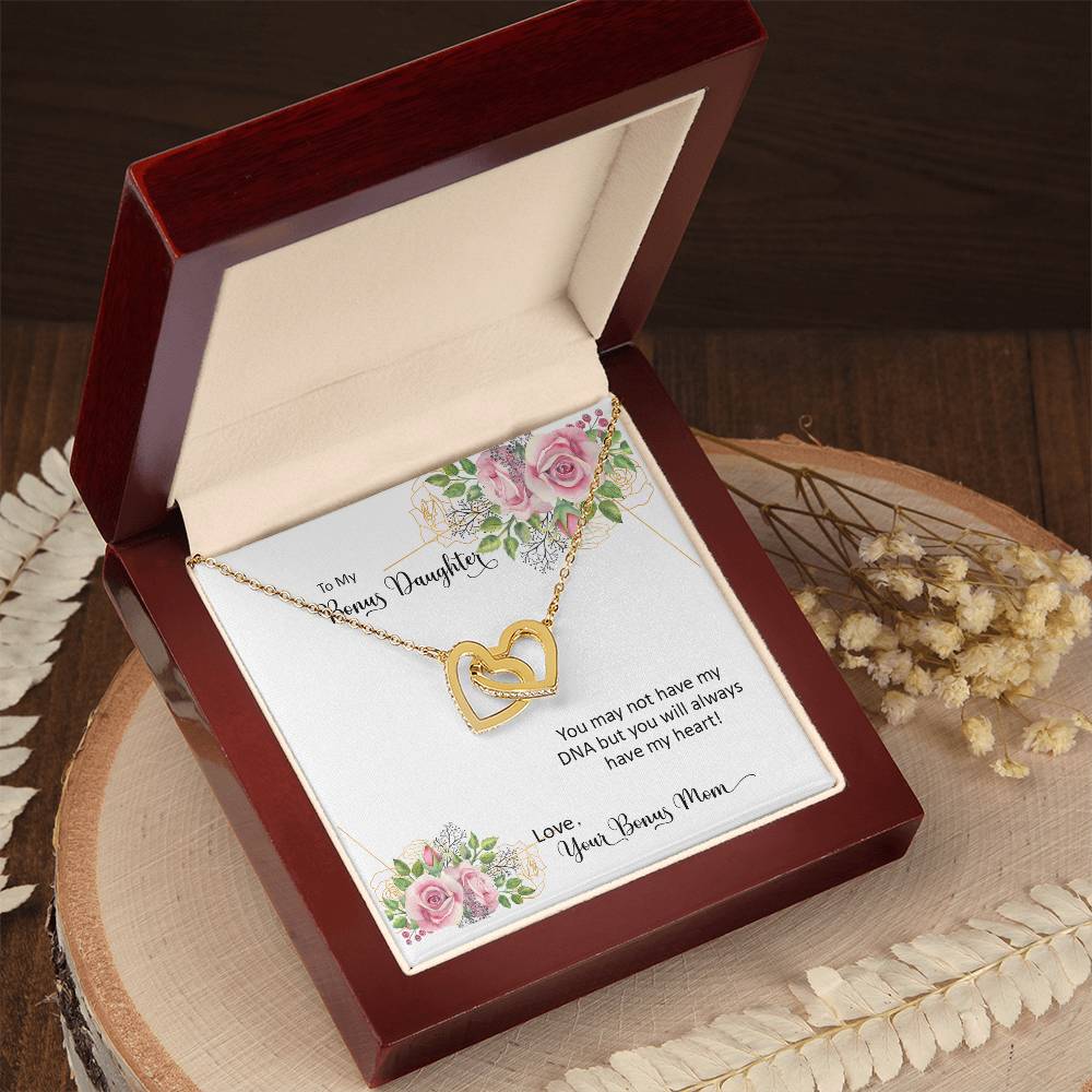 Bonus Daughter From Bonus Mom No Dna But You Have My Heart Interlocking Hearts Necklace