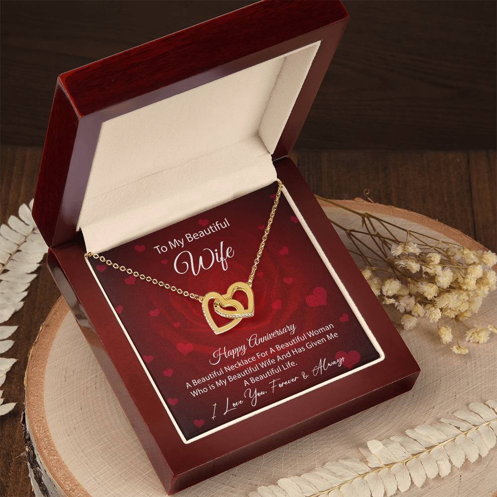Anniversary Gift For Wife Interlocking Hearts Necklace