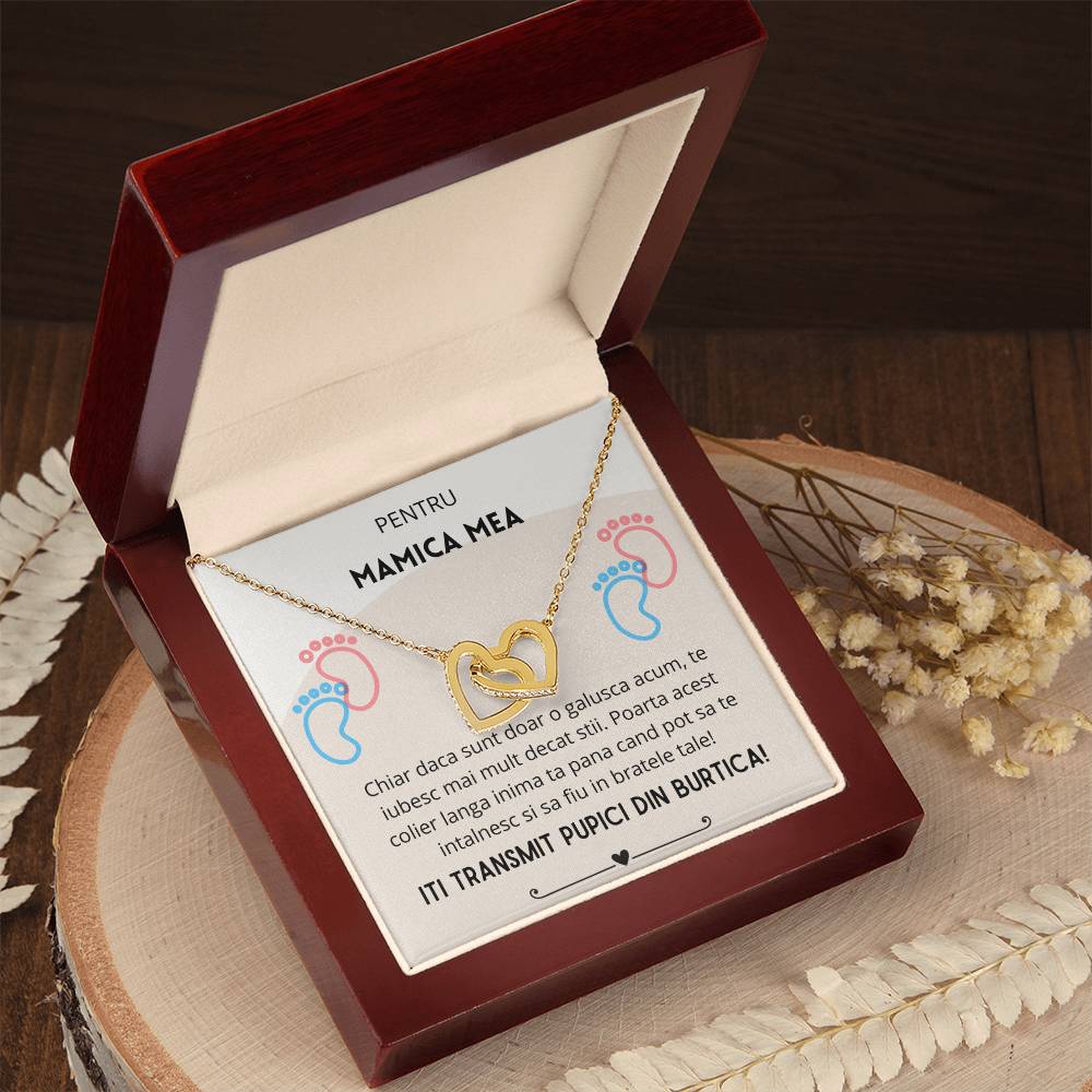 Colier Inimi Conectate Pentru Viitoare Mamica Interlocking Hearts Necklace