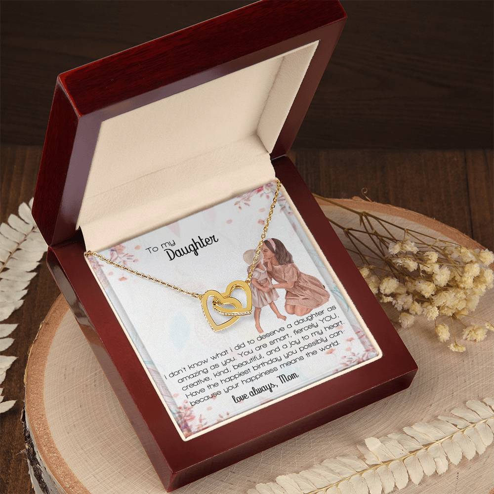 Daughter Gift Interlocking Hearts Necklace Love Always Mom