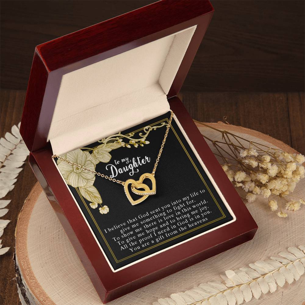 To My Daughter Interlocking Hearts Necklace
