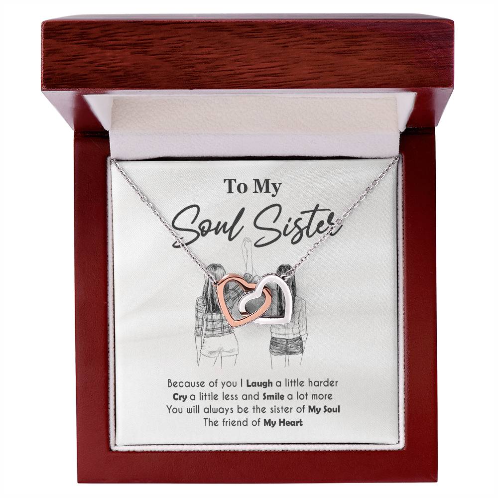 To My Soul Sister Interlocking Hearts Necklace
