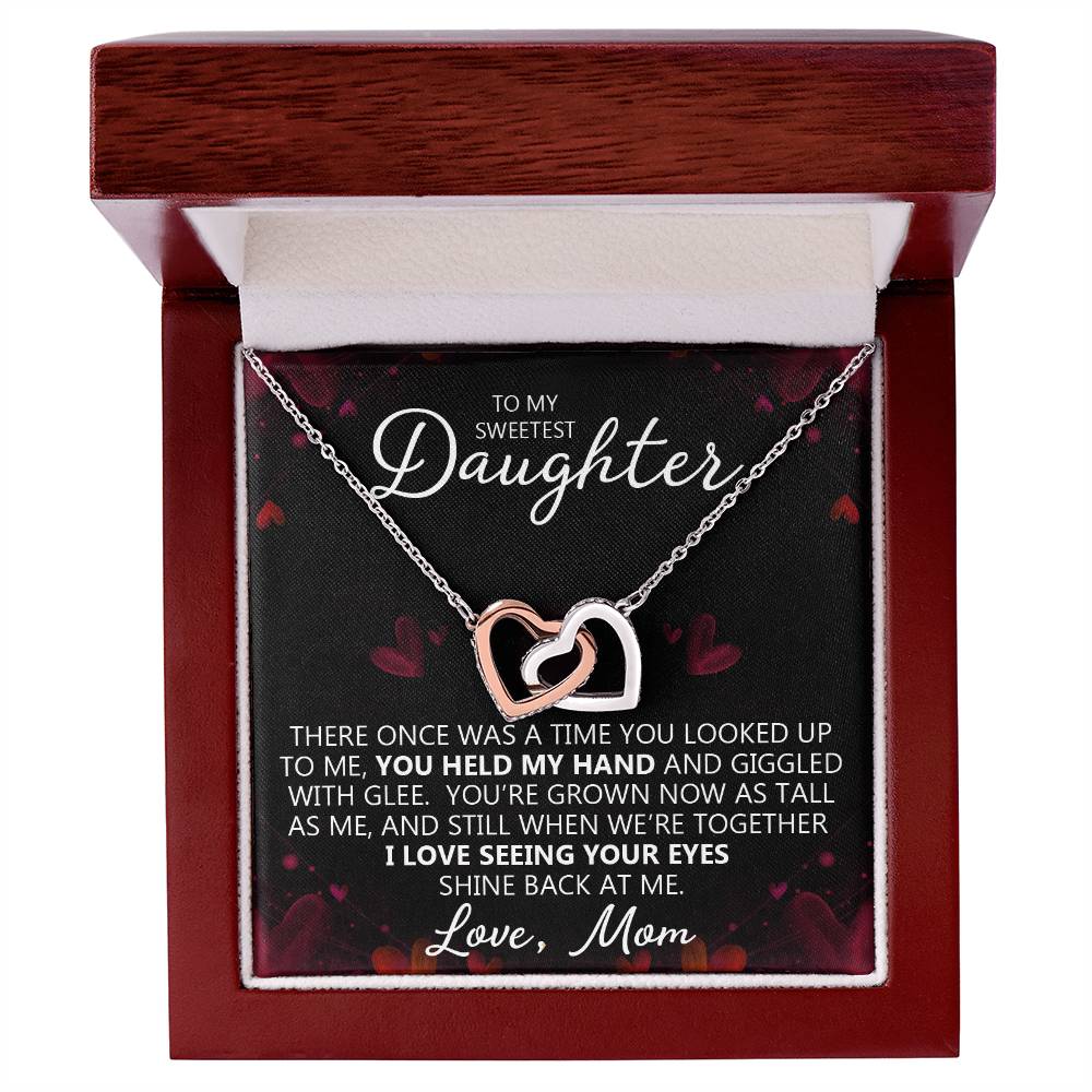 To My Daughter - You Are My Heart - Unique Heart Bonding Necklace Gift Set Interlocking Hearts Necklace