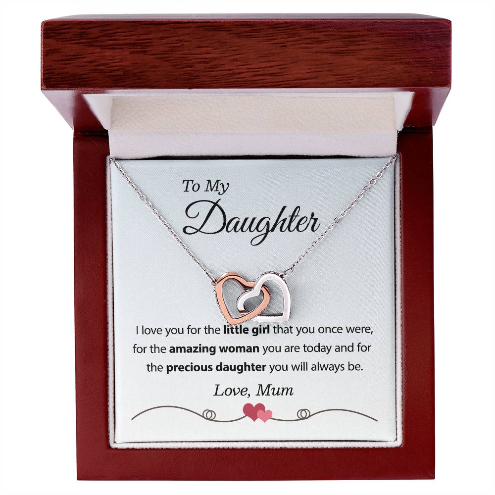 To My Daughter Necklace From Mum Interlocking Hearts Necklace
