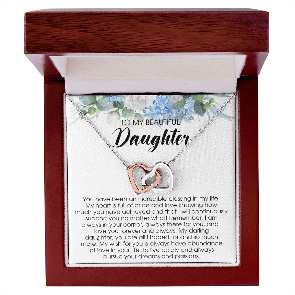 To My Beautiful Daughter Necklace Gift For Daughter From Mom Daughter Necklace Interlocking Hearts Necklace