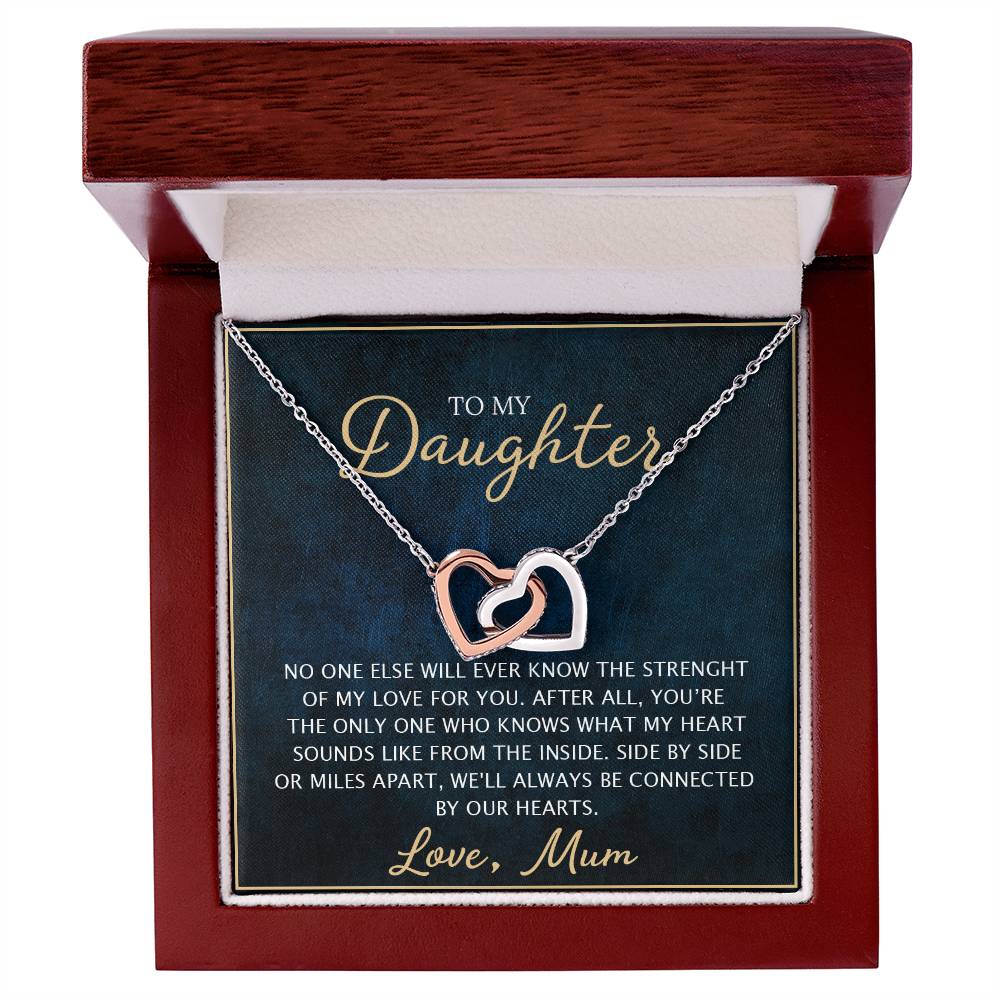 To My Daughter - Unique Heart Bonding Necklace Gift Set Interlocking Hearts Necklace