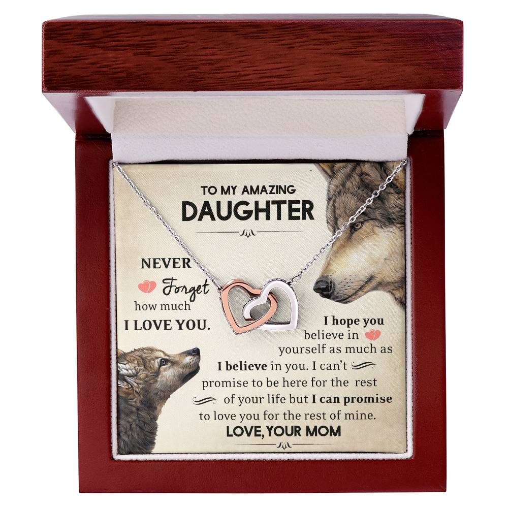 Daughter - Never Forget - Interlocking Hearts Necklace