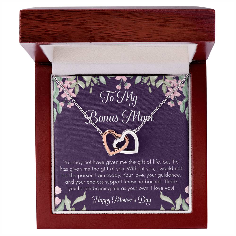 Bonus Mom Necklace Mothers Day Gift Daughterson To Mom Gift Bonus Mom Step Mom Gift Present For Stepmom On Mothers Day Stepped Up Mom Interlocking Hearts Necklace