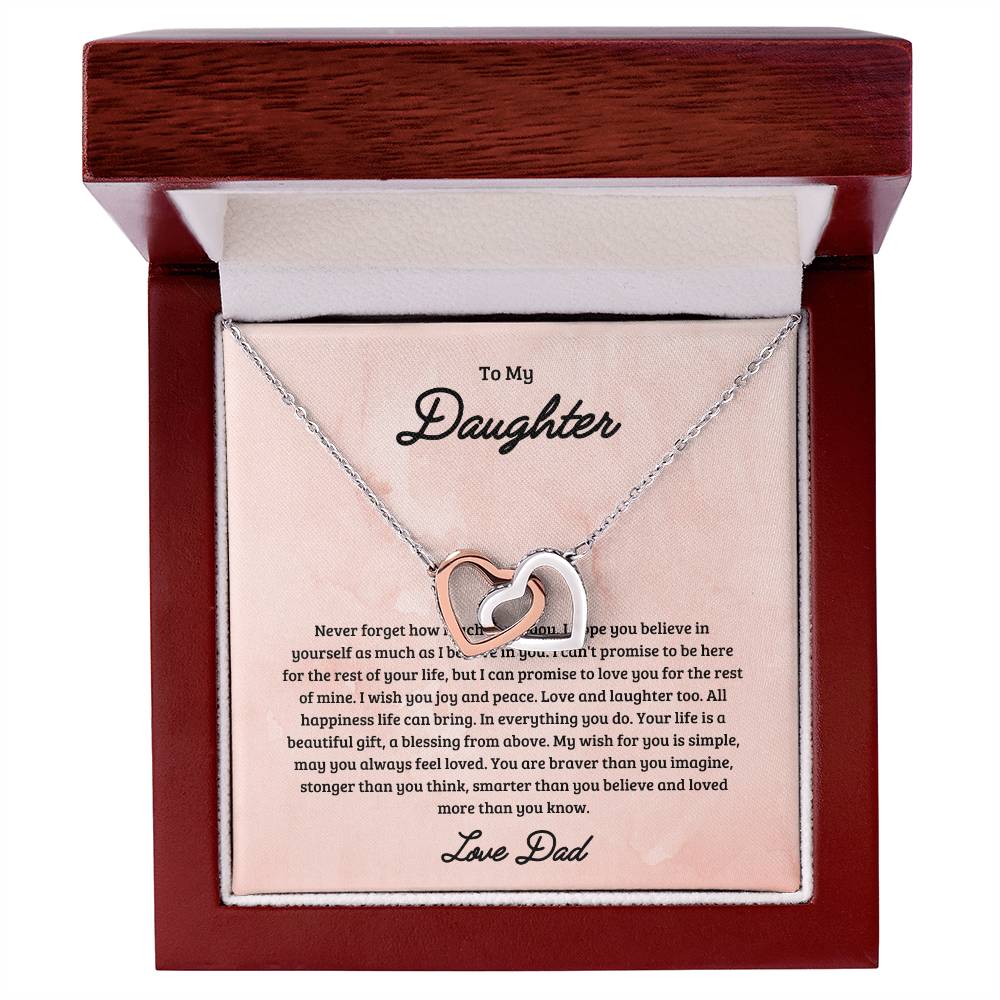To My Daughter Joy & Peace From Dad Interlocked Hearts Necklace Interlocking Hearts Necklace