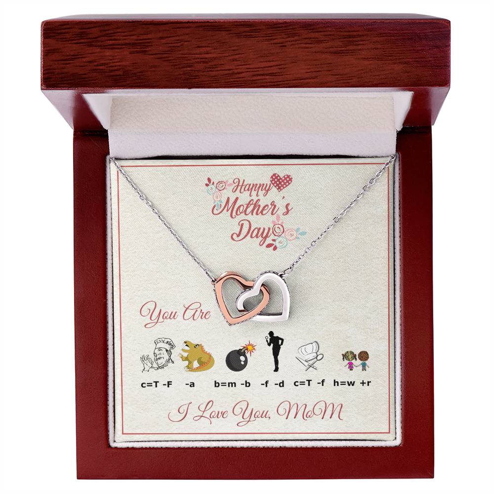 Interlocking Heart Necklace For Mom With Rebus Message Card Interlocking Hearts Necklace