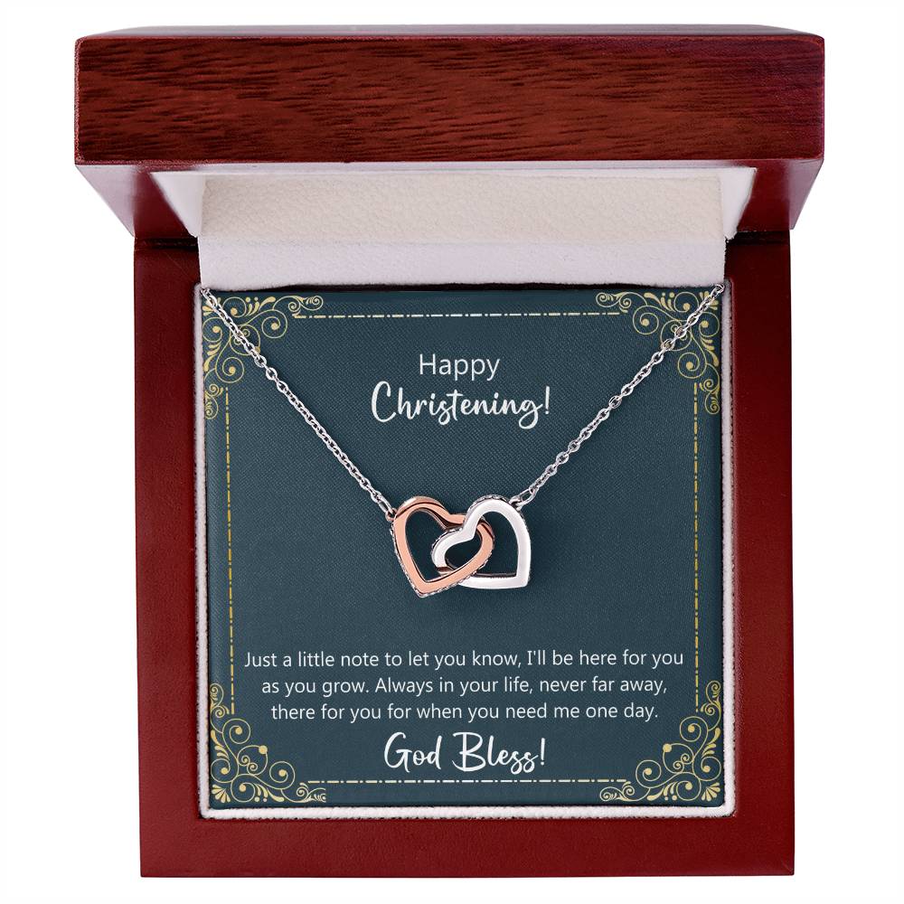 Christening Gift - I'Ll Be Here For You As You Grow Necklace Interlocking Hearts Necklace