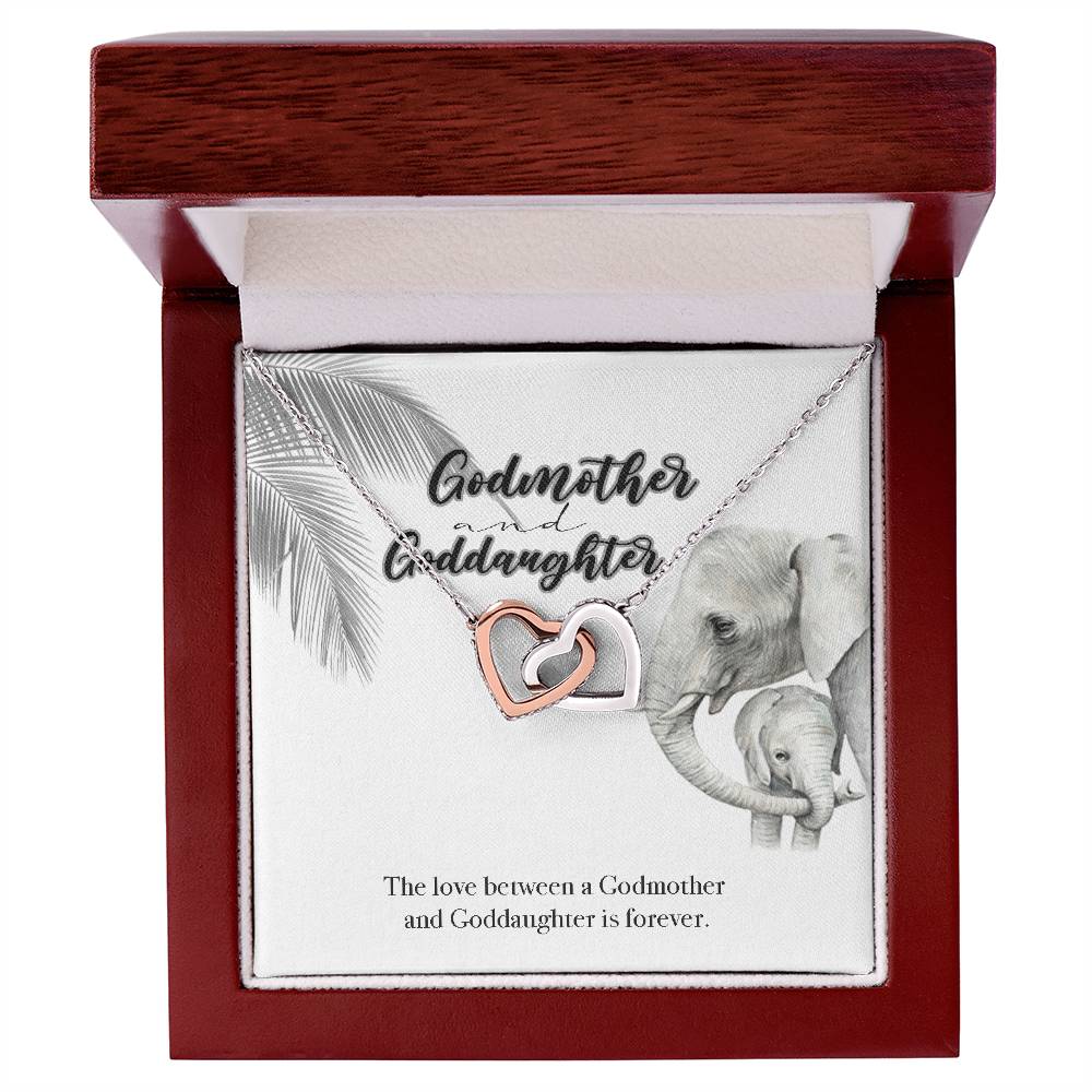 Godmother Goddaughter Gift Necklace Emotional Message Card Cute Elephant Interlocking Hearts Necklace