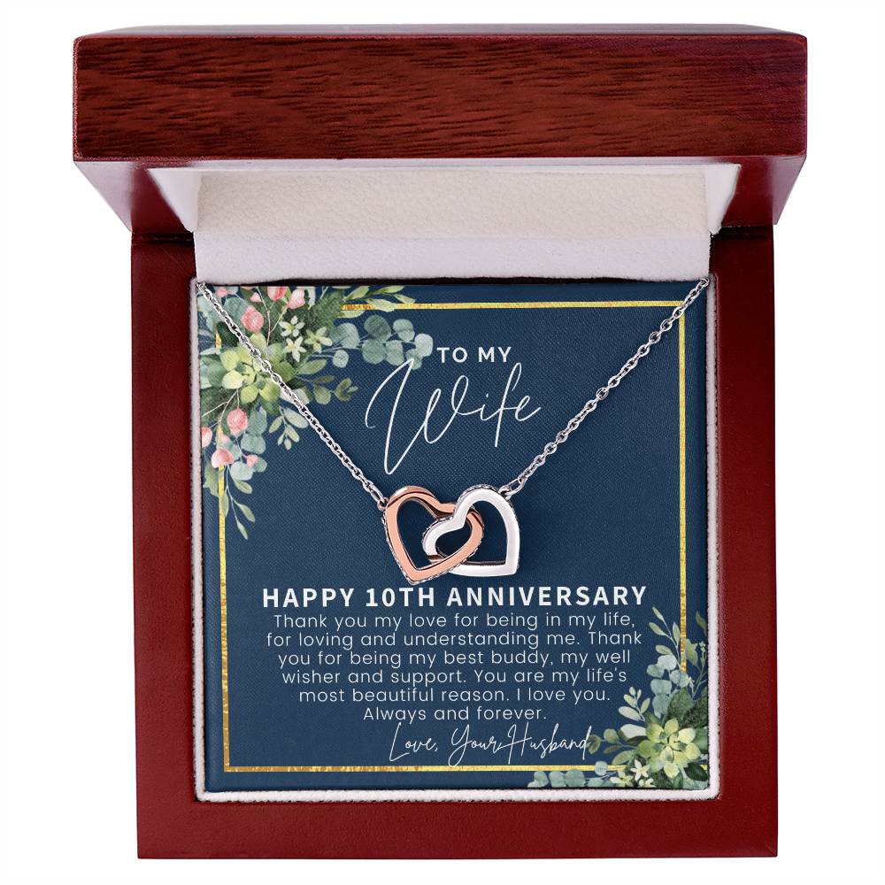 10 Year Anniversary Gift For Wife 10 Year Anniversary Gifts 10Th Wedding Anniversary Gift For Her Interlocking Hearts Necklace