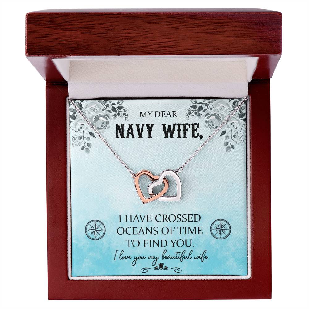 Navy Wife Gift Military Wife Heart Necklace Gift Navy Wife Mothers Day Gift Deployment Gift Deploy Gift Navy Wife Necklace Unique Gifts Interlocking Hearts Necklace
