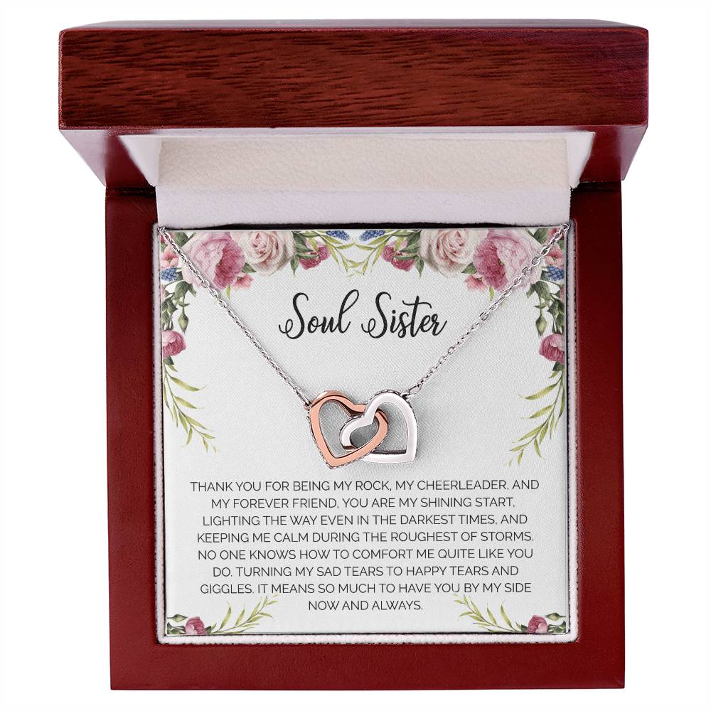 Soul Sister Unbiological Sister Necklace Sorority Sister Sister In Law Necklace Interlocking Hearts Necklace