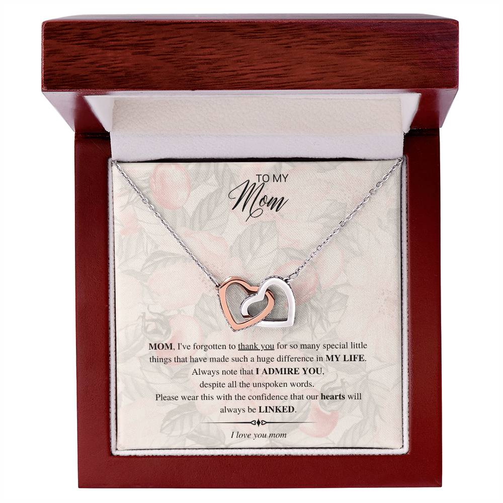 To My Mom - Linked Hearts Interlocking Hearts Necklace