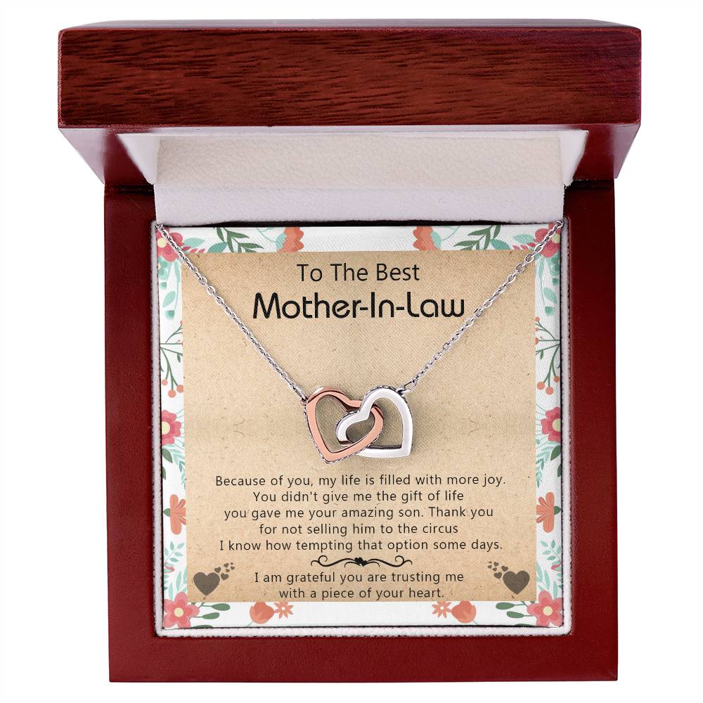Gift For Mother-In-Law - My Life Is Filled With More Joy - Interlocking Interlocking Hearts Necklace