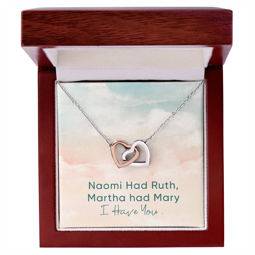 Unbiological Sister Necklace Naomi And Ruth Best Friend Gift Jewelry Interlocking Hearts Necklace