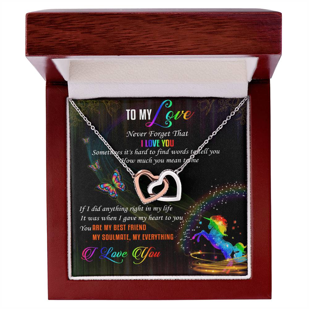 To My Love Lgbt Interlocking Hearts Necklace Message Card