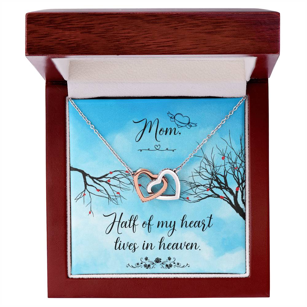 Mom Half Of My H Heart - Lives In Heaven - Interlocking Heart Necklace Interlocking Hearts Necklace