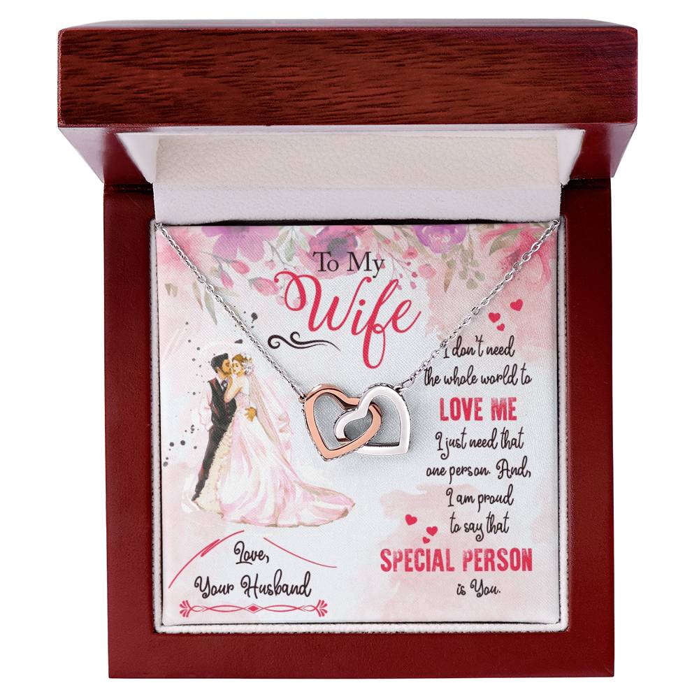 To My Wife Interlocking Hearts Necklace