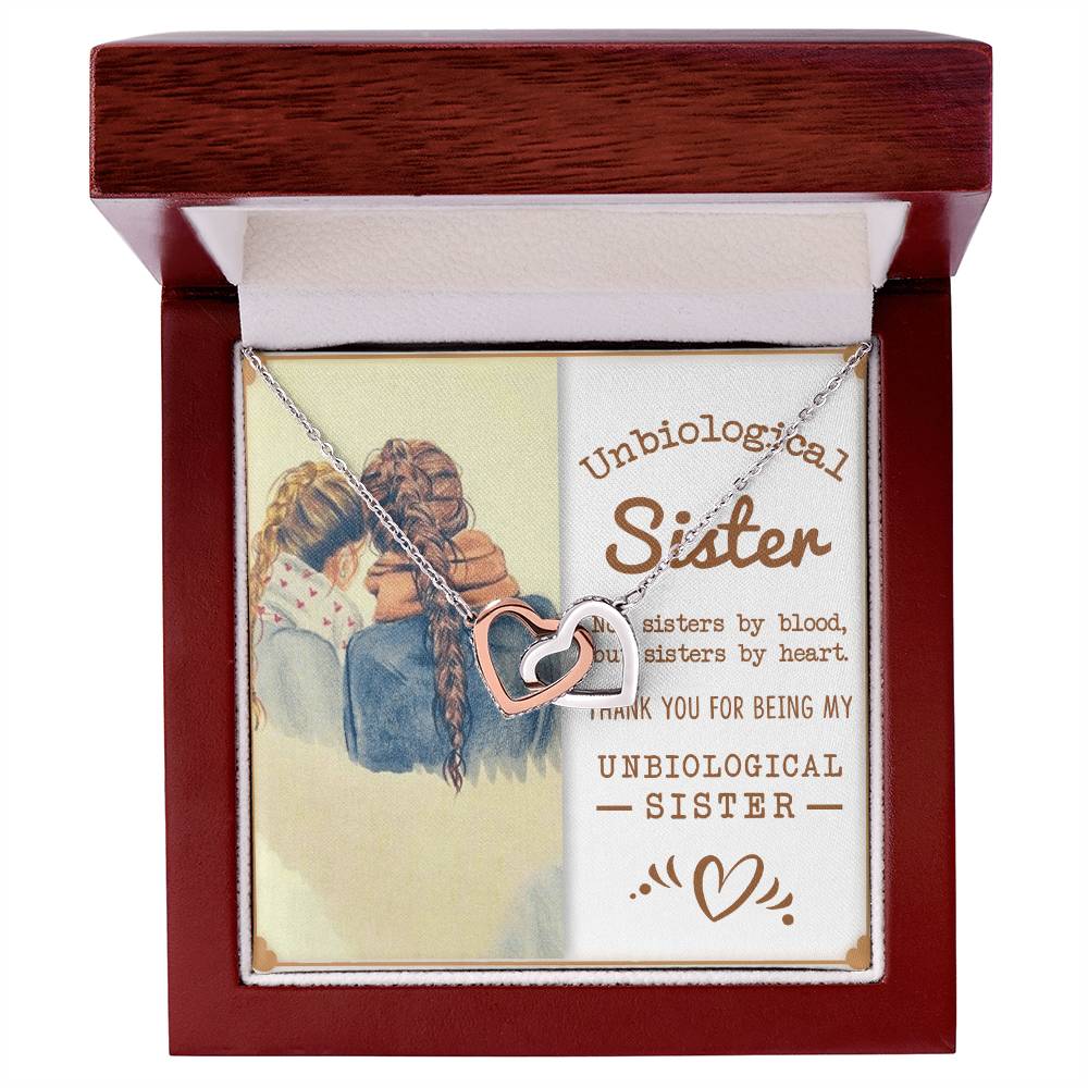 Unbiological Sister Interlocking Hearts Necklace