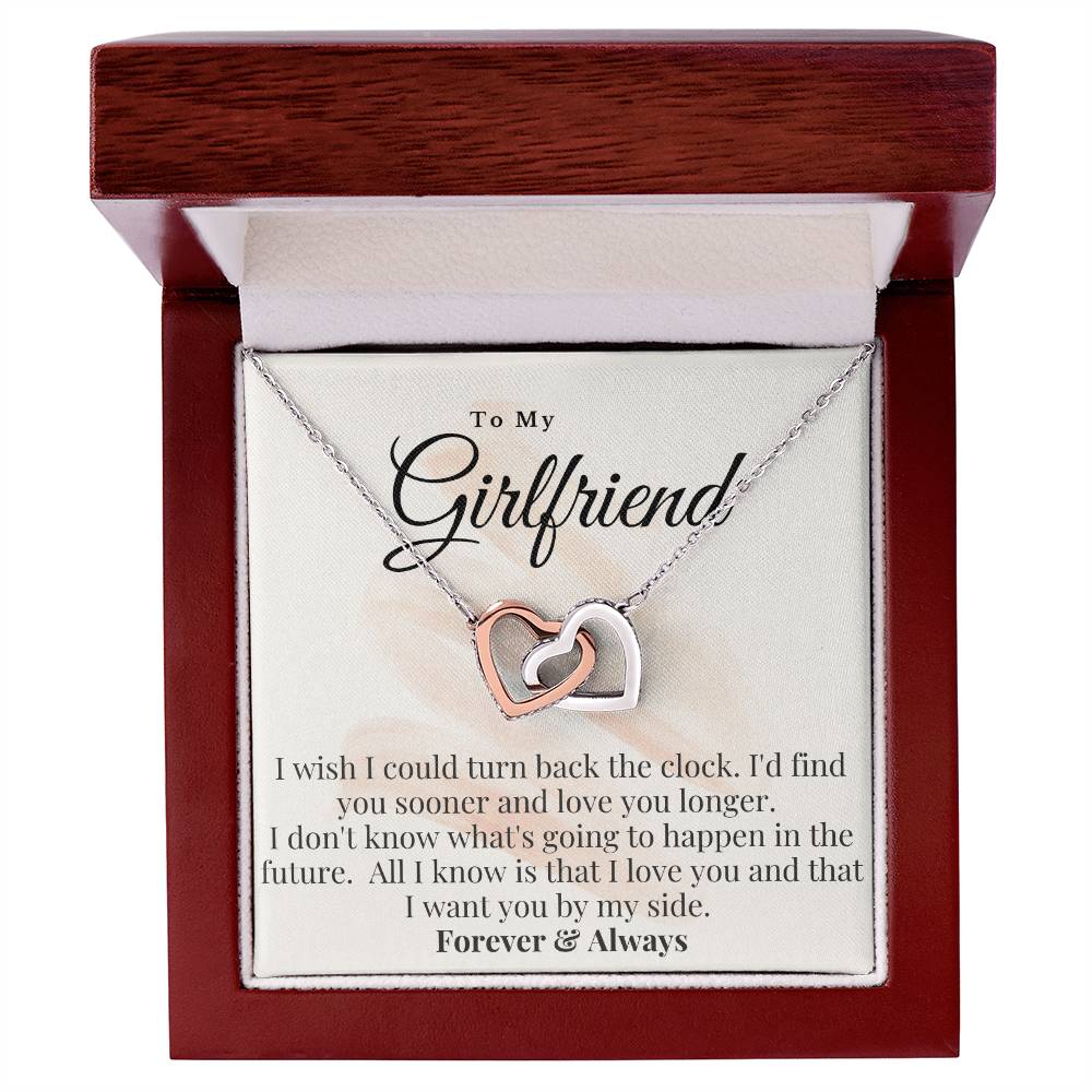 To My Girlfriend-I Want You By My Side Interlocking Hearts Necklace