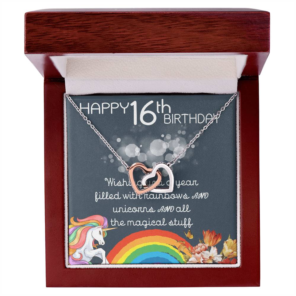 16Th Birthday Necklace Gifts For Girls Cute Unicorn 16 Years Old Girl Jewelry Gift For Daughter Niece Interlocking Necklace Xu246Il09 Interlocking Hearts Necklace
