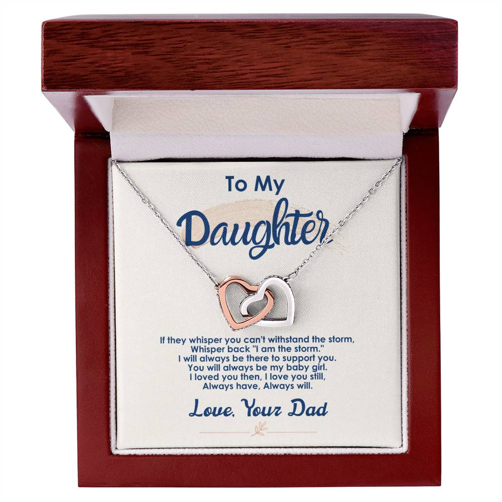 To My Daughter - Always There To Support You - Interlocking Hearts Necklace