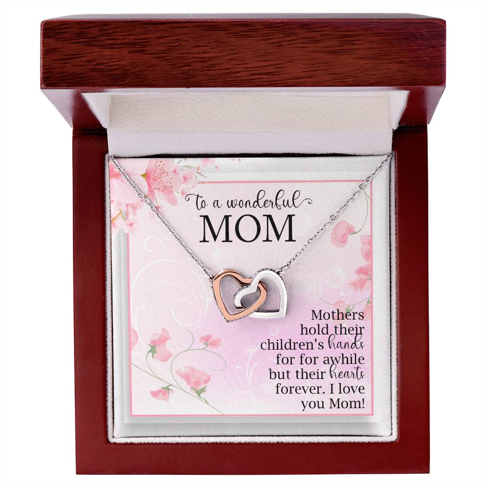 Interlocking Hearts Necklace For Mom Mothers Hold