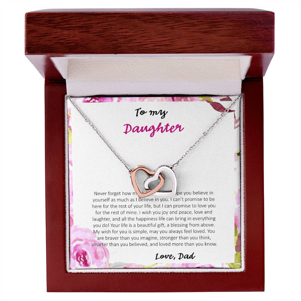 To My Daughter Never Forget How Much I Love You - Love Dad Interlocking Hearts Necklace
