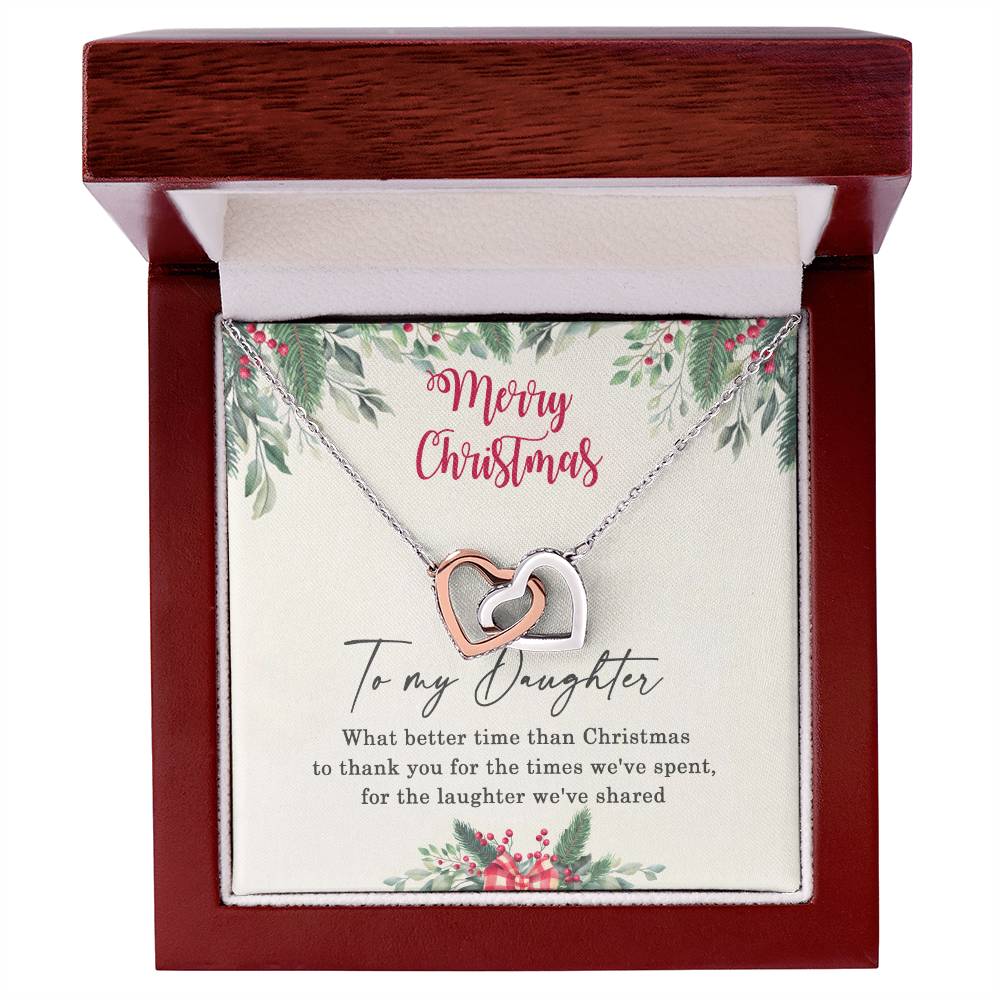 To My Daughter Interlocking Hearts Necklace Message Card