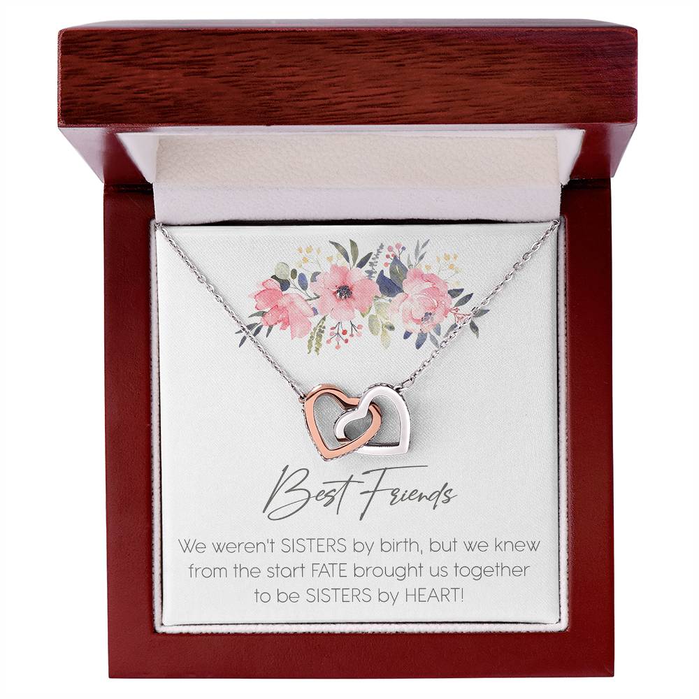 Best Friends Sister Interlocking Hearts Necklace Birthday Message Card Gift