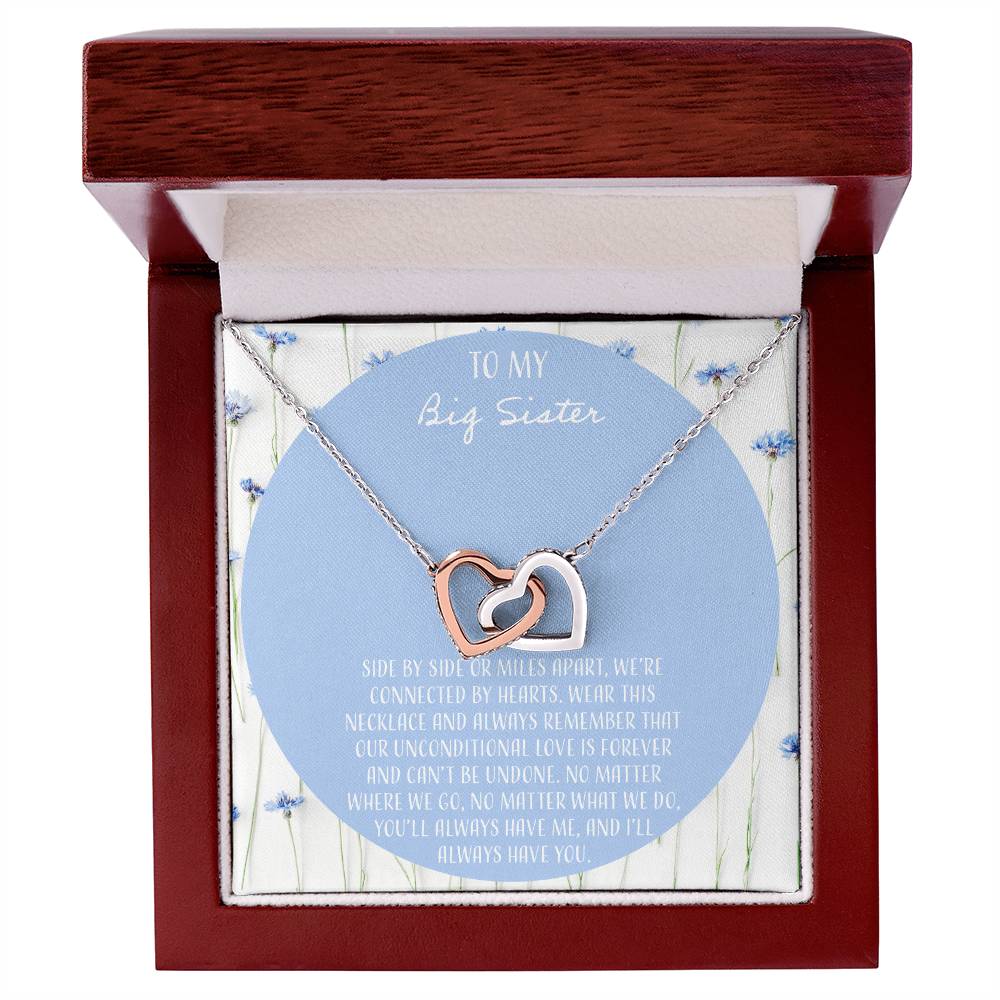 To My Big Sister Interlocking Hearts Necklace